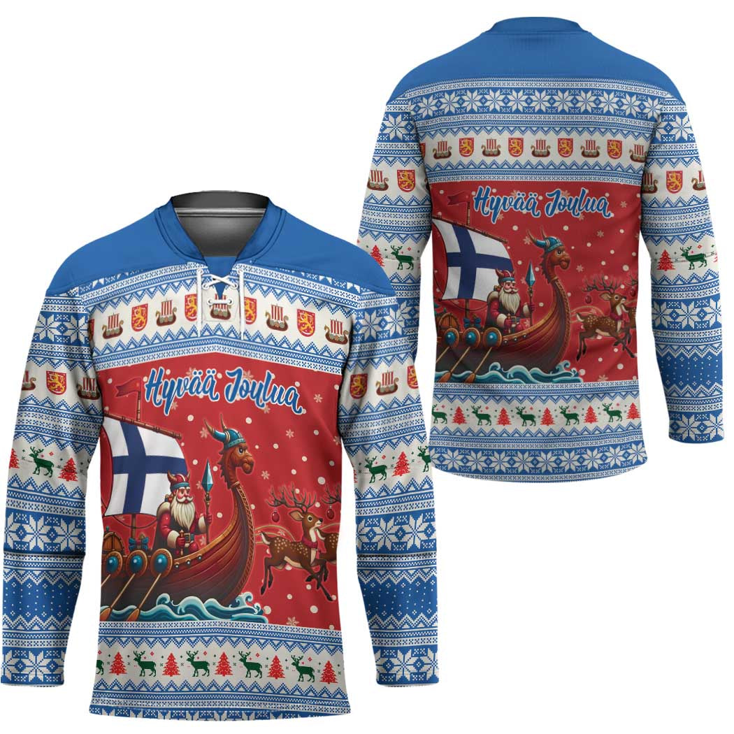 Finland Viking Santa Christmas Hockey Jersey Funny Reindeer Norse Xmas - Wonder Print Shop