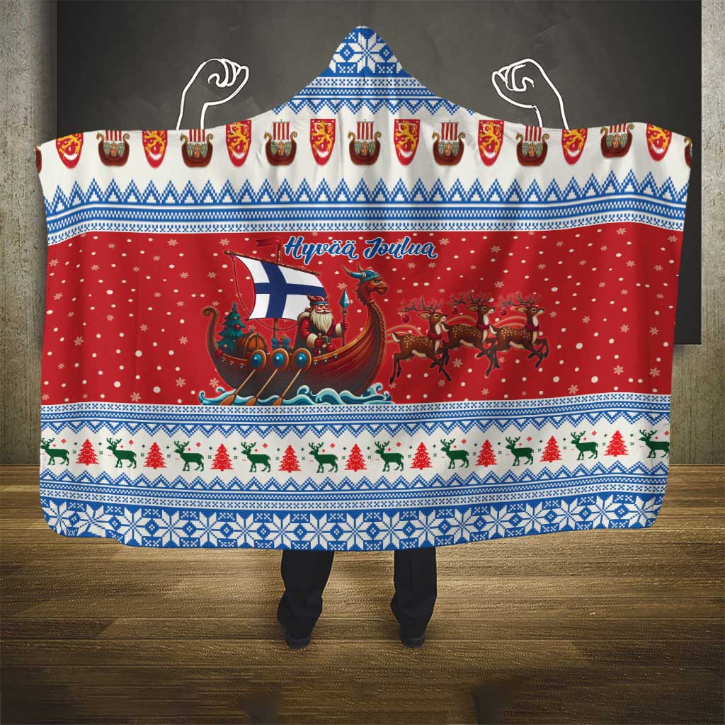 Finland Viking Santa Christmas Hooded Blanket Funny Reindeer Norse Xmas - Wonder Print Shop