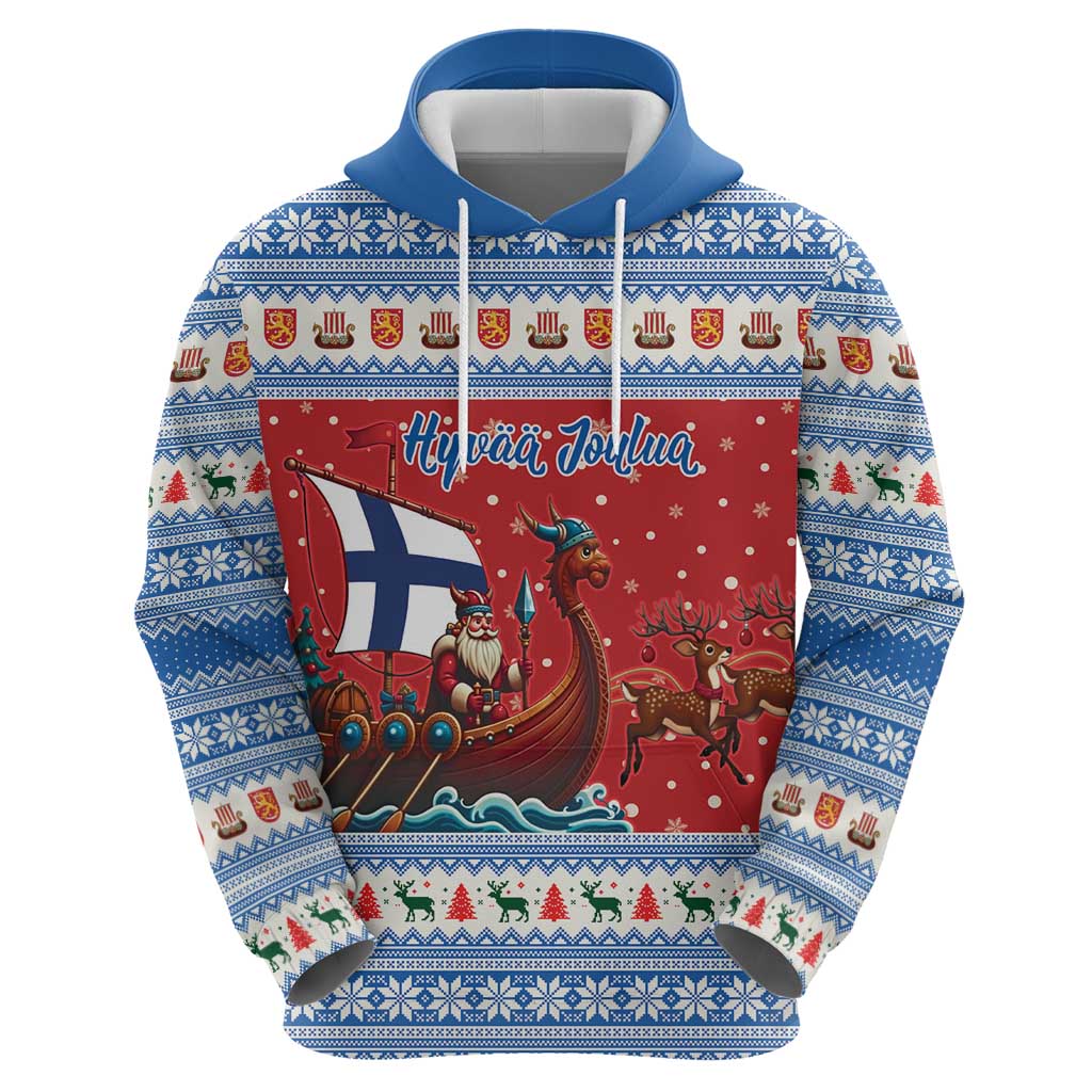 Finland Viking Santa Christmas Hoodie Funny Reindeer Norse Xmas - Wonder Print Shop