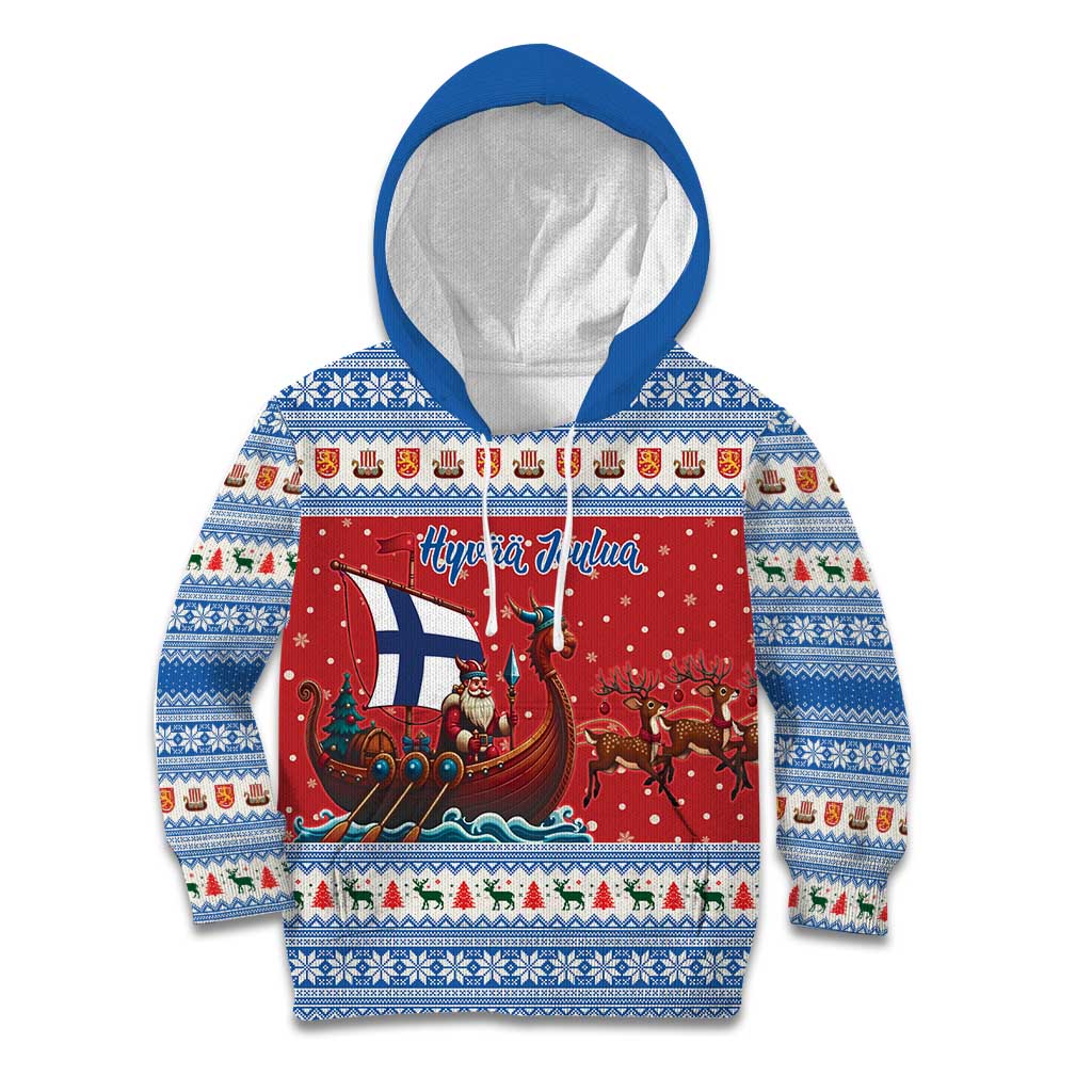 Finland Viking Santa Christmas Kid Hoodie Funny Reindeer Norse Xmas - Wonder Print Shop