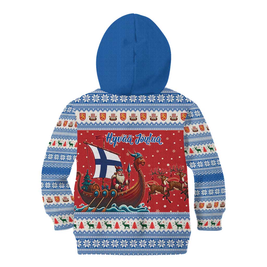 Finland Viking Santa Christmas Kid Hoodie Funny Reindeer Norse Xmas - Wonder Print Shop