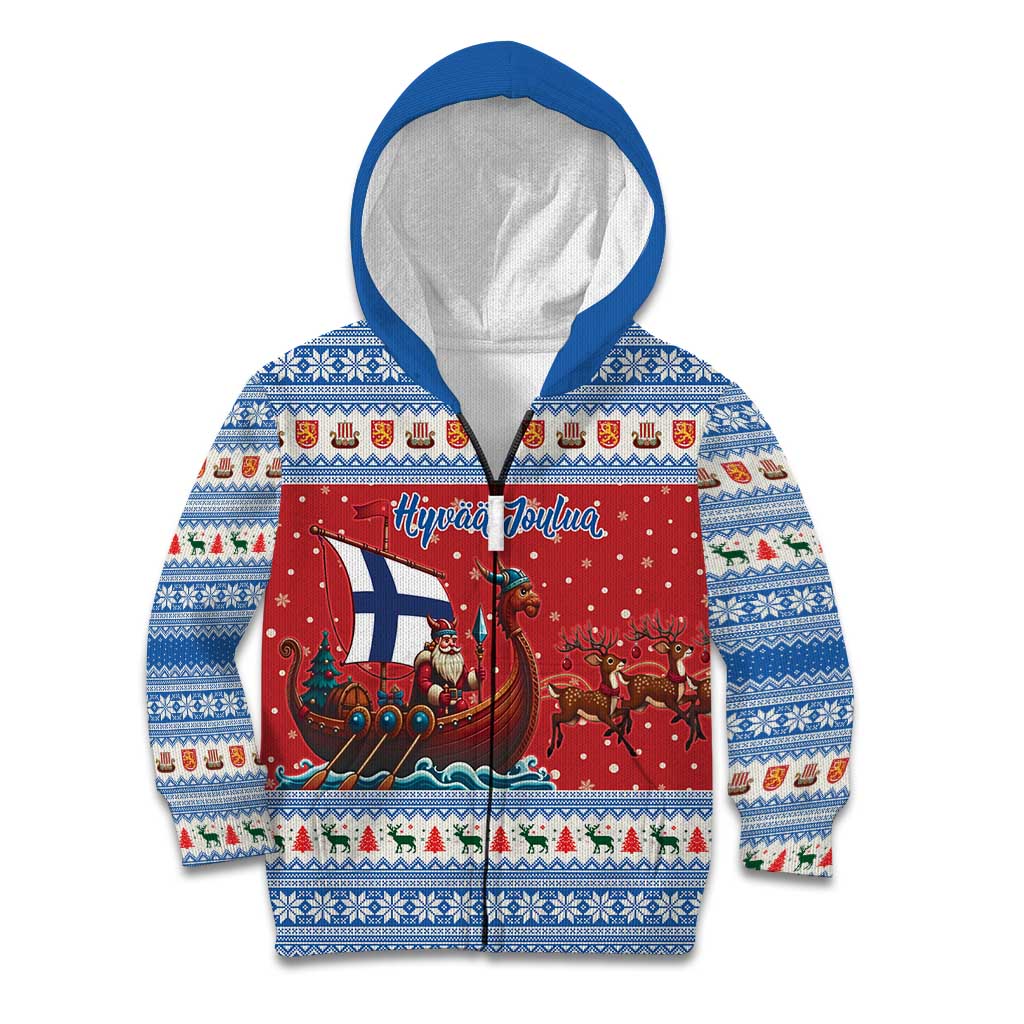 Finland Viking Santa Christmas Kid Hoodie Funny Reindeer Norse Xmas - Wonder Print Shop