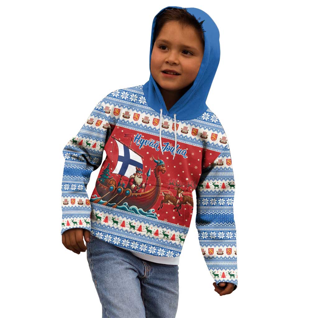 Finland Viking Santa Christmas Kid Hoodie Funny Reindeer Norse Xmas - Wonder Print Shop