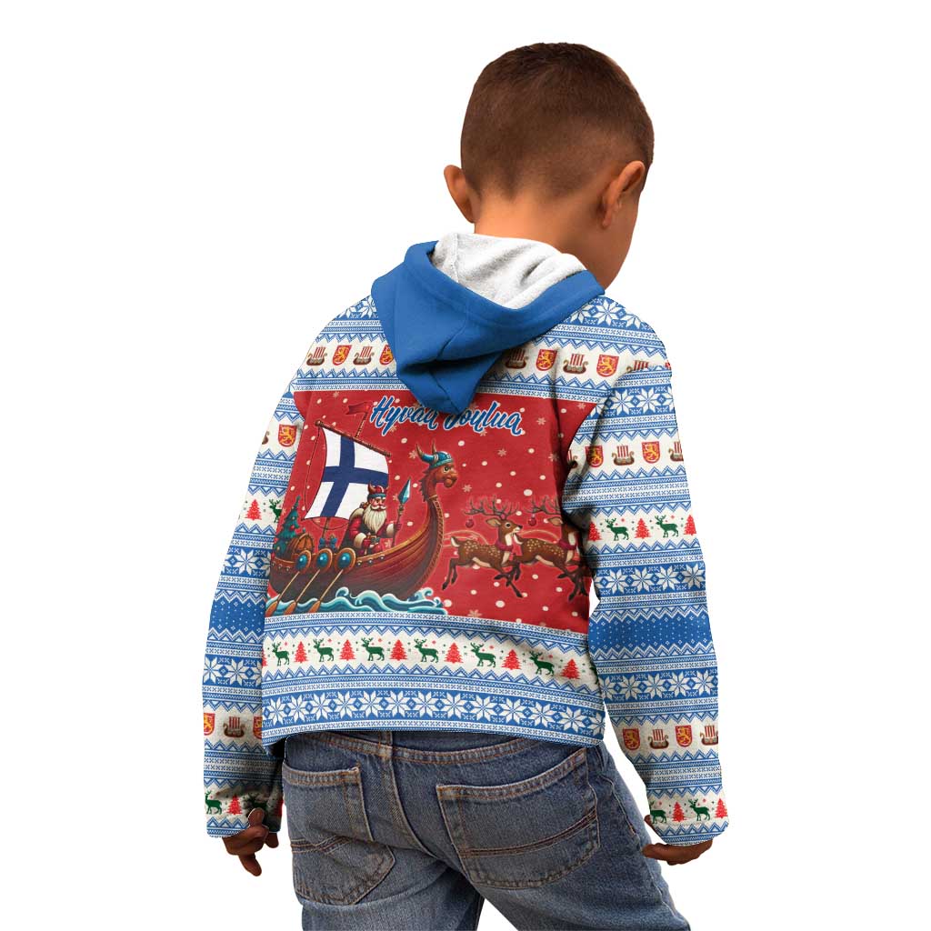 Finland Viking Santa Christmas Kid Hoodie Funny Reindeer Norse Xmas - Wonder Print Shop