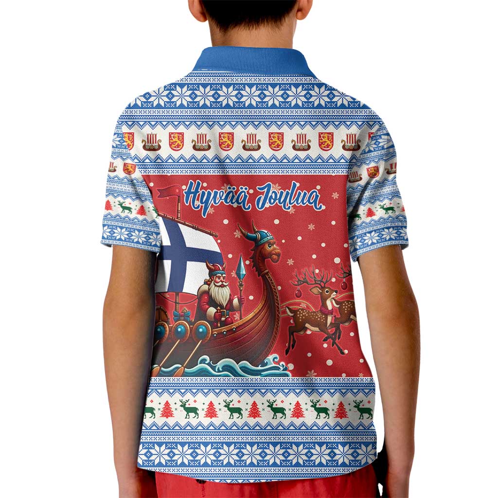 Finland Viking Santa Christmas Kid Polo Shirt Funny Reindeer Norse Xmas - Wonder Print Shop