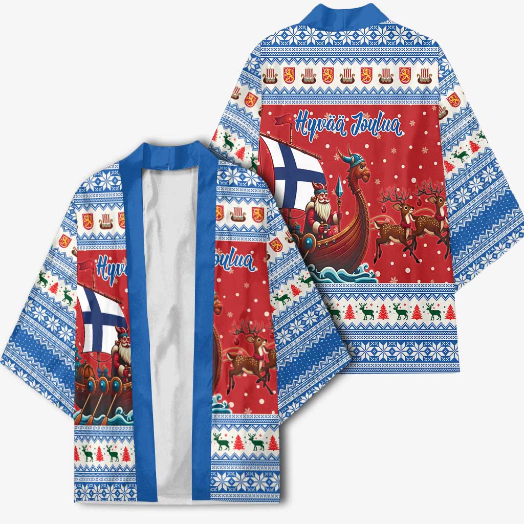 Finland Viking Santa Christmas Kimono Funny Reindeer Norse Xmas - Wonder Print Shop