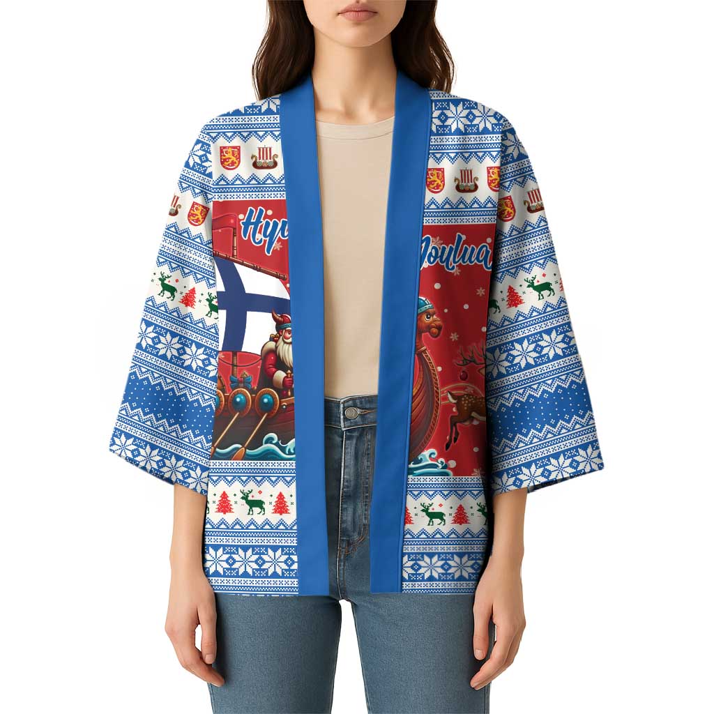 Finland Viking Santa Christmas Kimono Funny Reindeer Norse Xmas - Wonder Print Shop