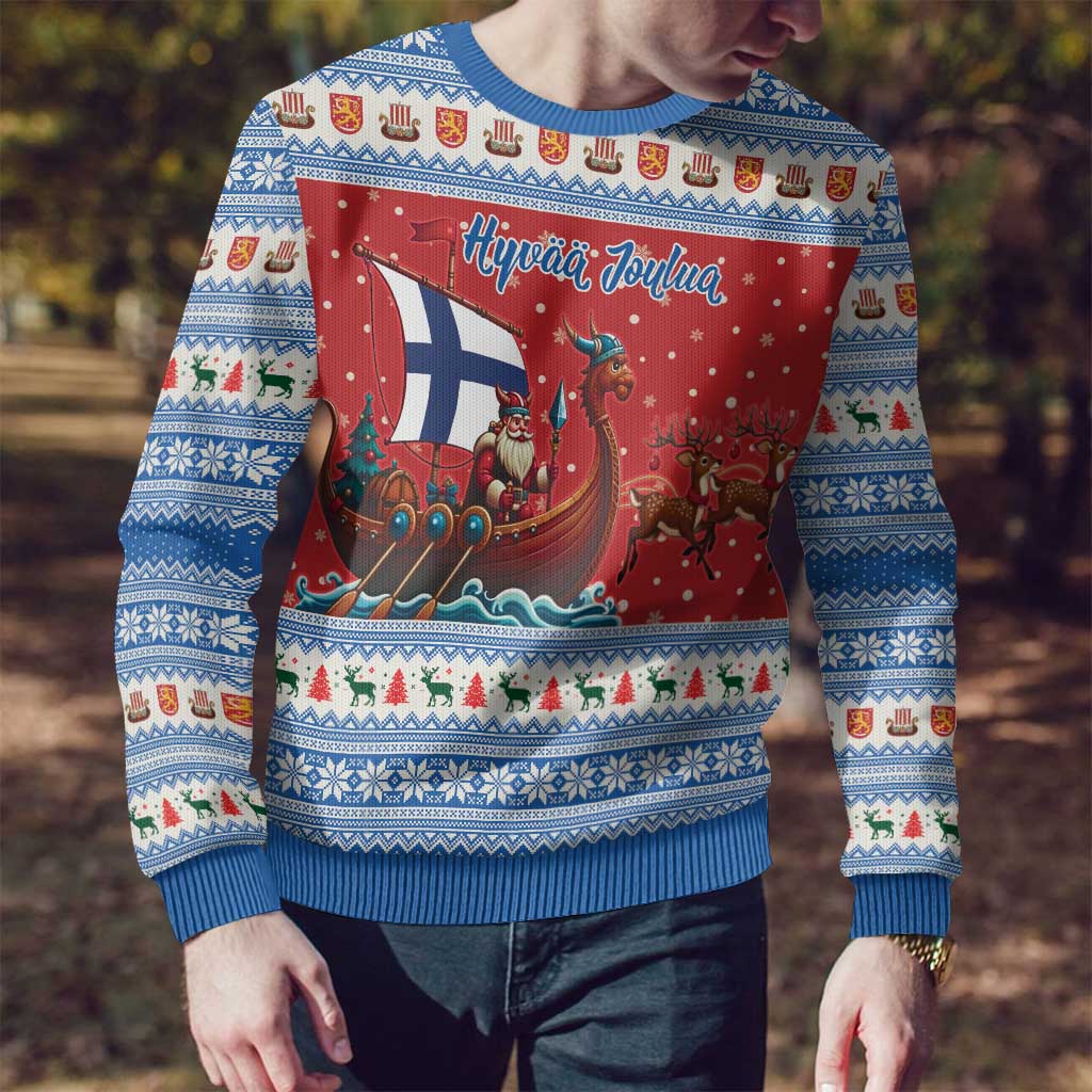 Finland Viking Santa Christmas Ugly Christmas Sweater Funny Reindeer Norse Xmas - Wonder Print Shop