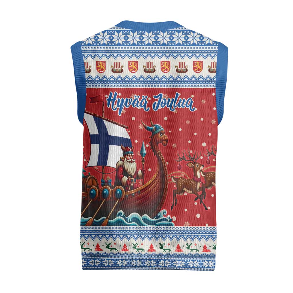 Finland Viking Santa Christmas Knitted V-Neck Vest Funny Reindeer Norse Xmas - Wonder Print Shop