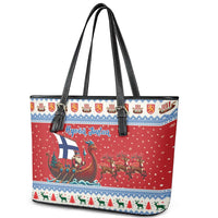 Finland Viking Santa Christmas Leather Tote Bag Funny Reindeer Norse Xmas - Wonder Print Shop