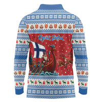 Finland Viking Santa Christmas Long Sleeve Polo Shirt Funny Reindeer Norse Xmas - Wonder Print Shop