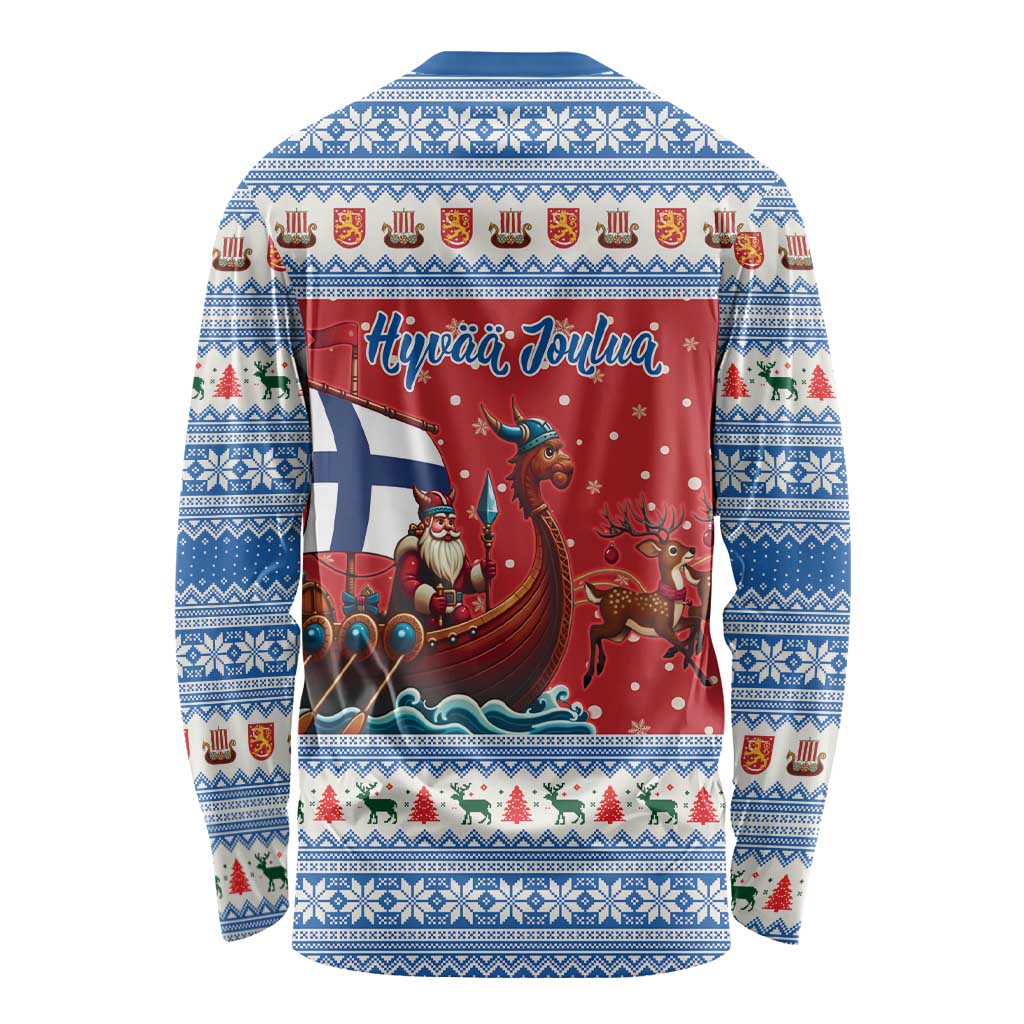 Finland Viking Santa Christmas Long Sleeve Shirt Funny Reindeer Norse Xmas - Wonder Print Shop