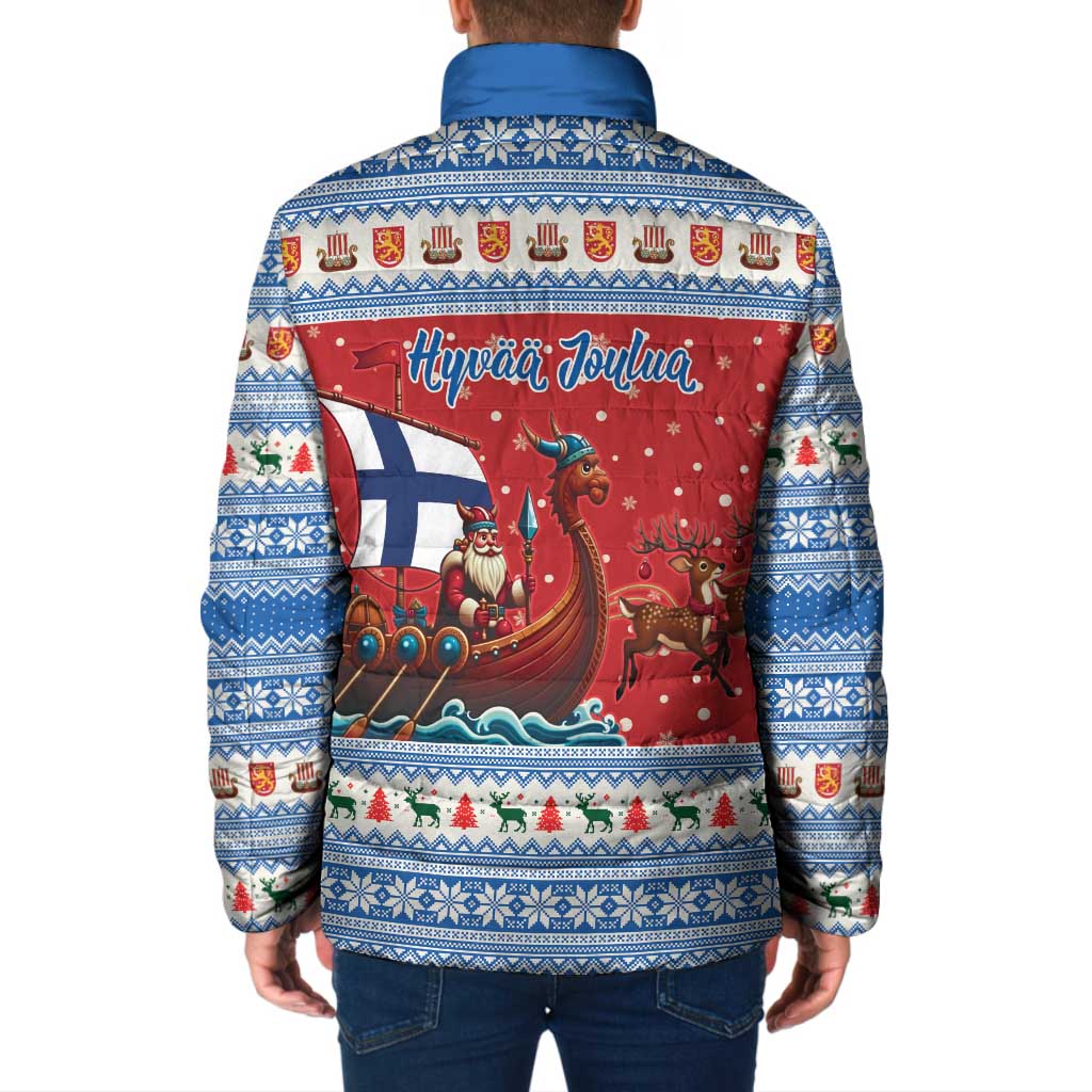 Finland Viking Santa Christmas Padded Jacket Funny Reindeer Norse Xmas - Wonder Print Shop