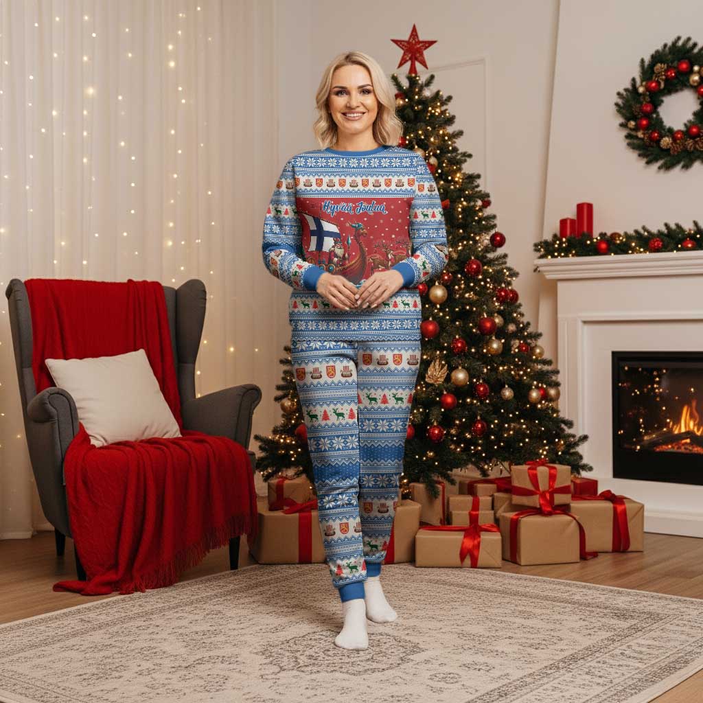 Finland Viking Santa Christmas Pajama Set Funny Reindeer Norse Xmas - Wonder Print Shop