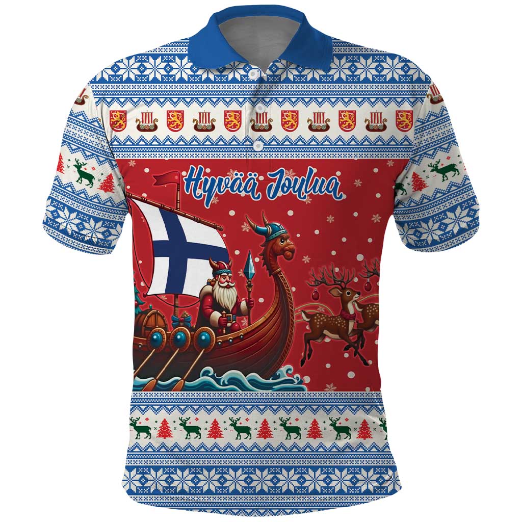 Finland Viking Santa Christmas Polo Shirt Funny Reindeer Norse Xmas - Wonder Print Shop