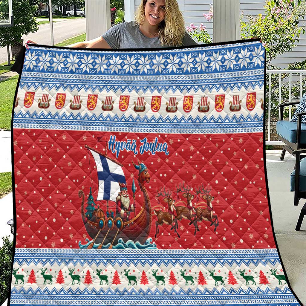 Finland Viking Santa Christmas Quilt Funny Reindeer Norse Xmas - Wonder Print Shop
