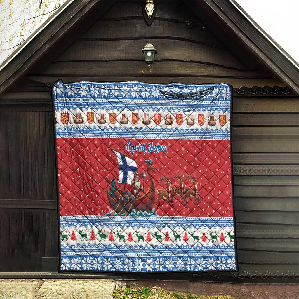 Finland Viking Santa Christmas Quilt Funny Reindeer Norse Xmas - Wonder Print Shop