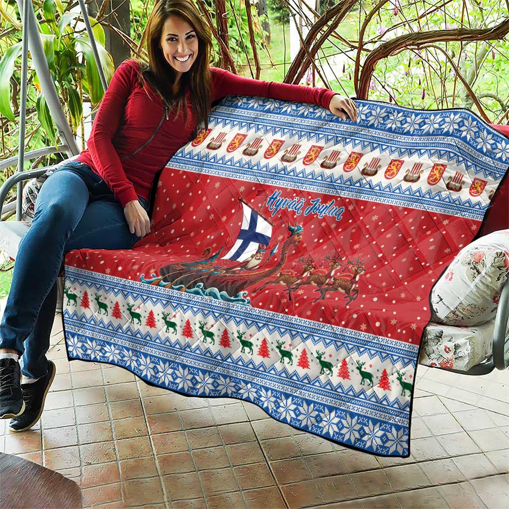 Finland Viking Santa Christmas Quilt Funny Reindeer Norse Xmas - Wonder Print Shop