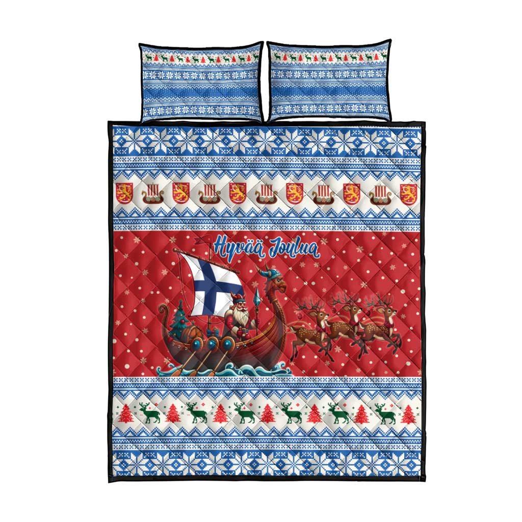 Finland Viking Santa Christmas Quilt Bed Set Funny Reindeer Norse Xmas - Wonder Print Shop
