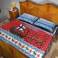 Finland Viking Santa Christmas Quilt Bed Set Funny Reindeer Norse Xmas - Wonder Print Shop