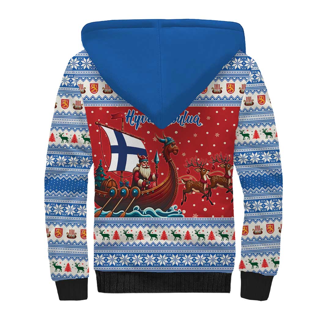 Finland Viking Santa Christmas Sherpa Hoodie Funny Reindeer Norse Xmas - Wonder Print Shop