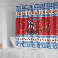 Finland Viking Santa Christmas Shower Curtain Funny Reindeer Norse Xmas - Wonder Print Shop