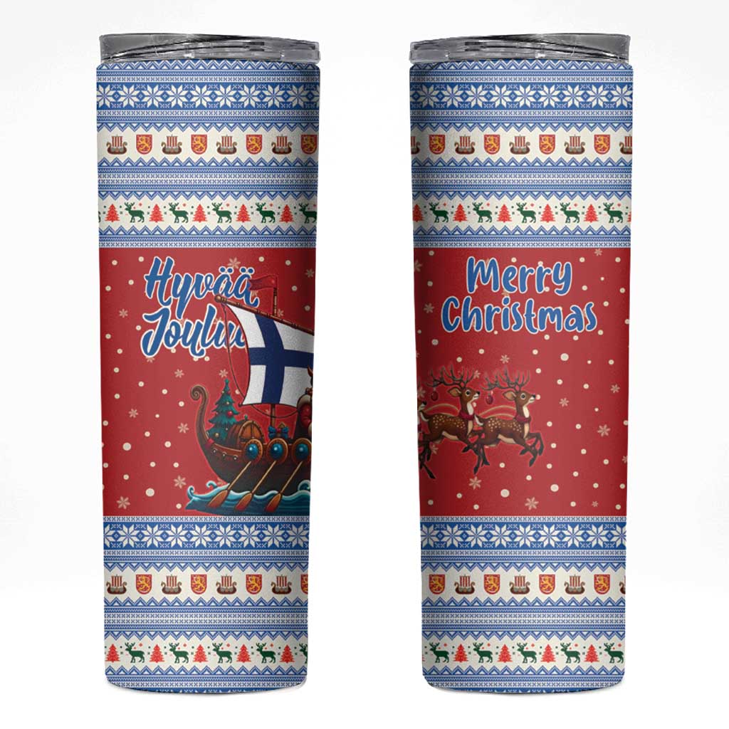 Finland Viking Santa Christmas Skinny Tumbler Funny Reindeer Norse Xmas - Wonder Print Shop