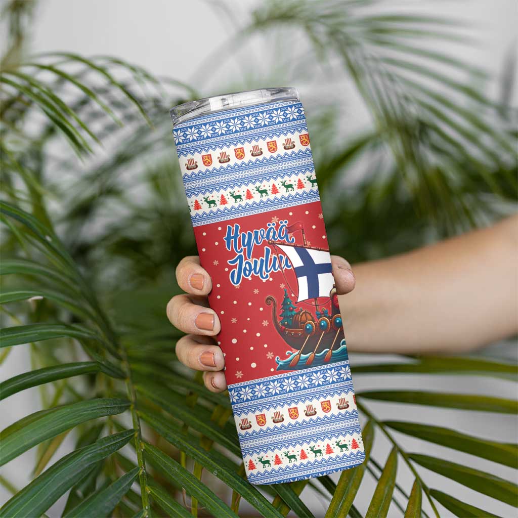 Finland Viking Santa Christmas Skinny Tumbler Funny Reindeer Norse Xmas - Wonder Print Shop