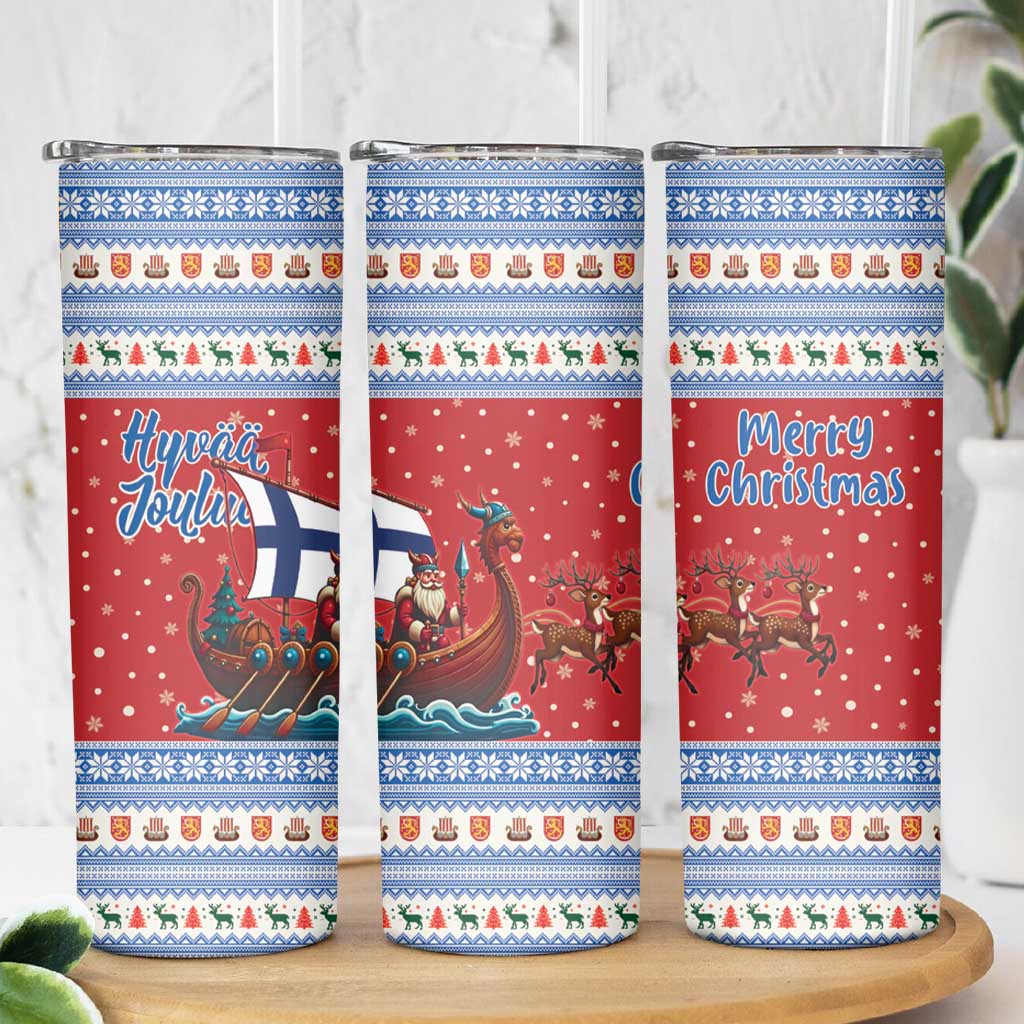 Finland Viking Santa Christmas Skinny Tumbler Funny Reindeer Norse Xmas - Wonder Print Shop