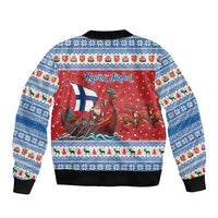 Finland Viking Santa Christmas Sleeve Zip Bomber Jacket Funny Reindeer Norse Xmas - Wonder Print Shop