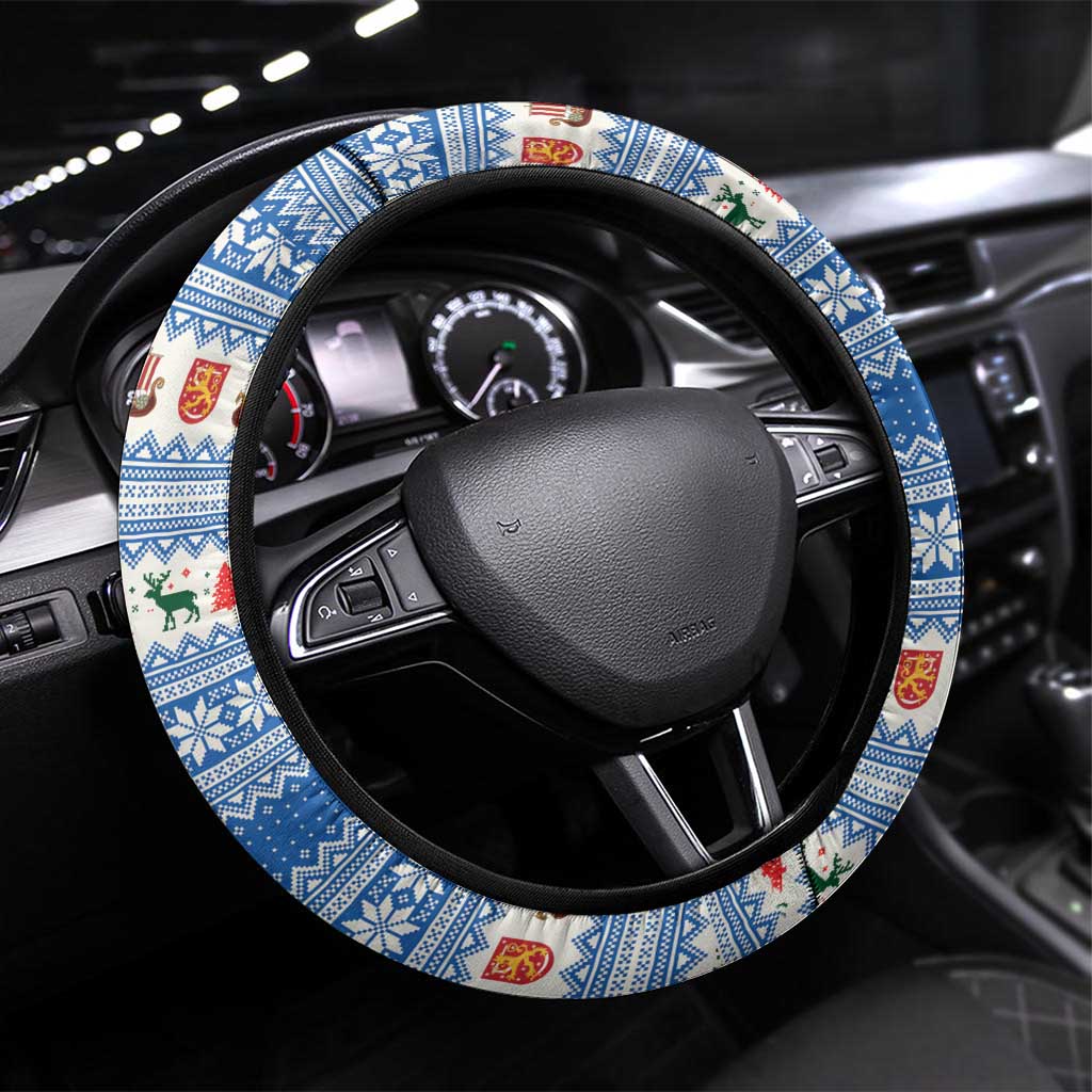 Finland Viking Santa Christmas Steering Wheel Cover Funny Reindeer Norse Xmas - Wonder Print Shop
