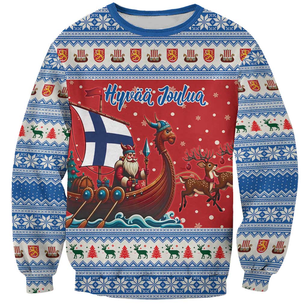 Finland Viking Santa Christmas Sweatshirt Funny Reindeer Norse Xmas - Wonder Print Shop