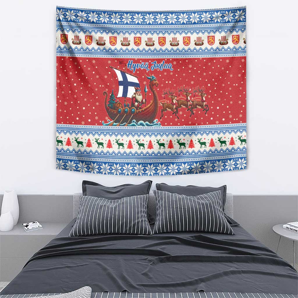 Finland Viking Santa Christmas Tapestry Funny Reindeer Norse Xmas - Wonder Print Shop