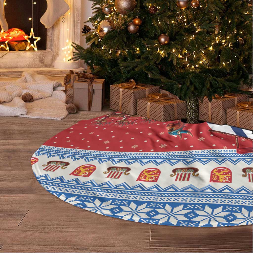 Finland Viking Santa Christmas Tree Skirt Funny Reindeer Norse Xmas - Wonder Print Shop