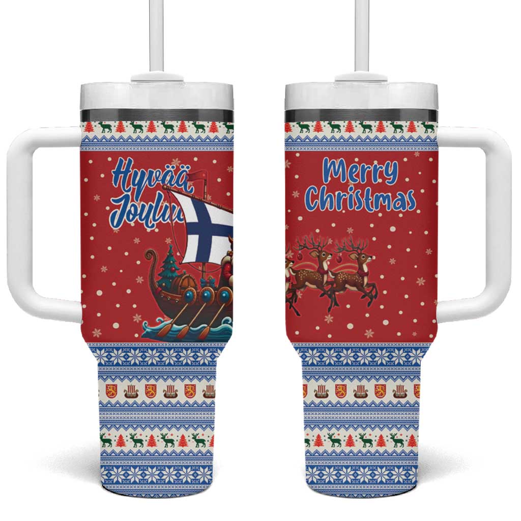 Finland Viking Santa Christmas Tumbler With Handle Funny Reindeer Norse Xmas - Wonder Print Shop