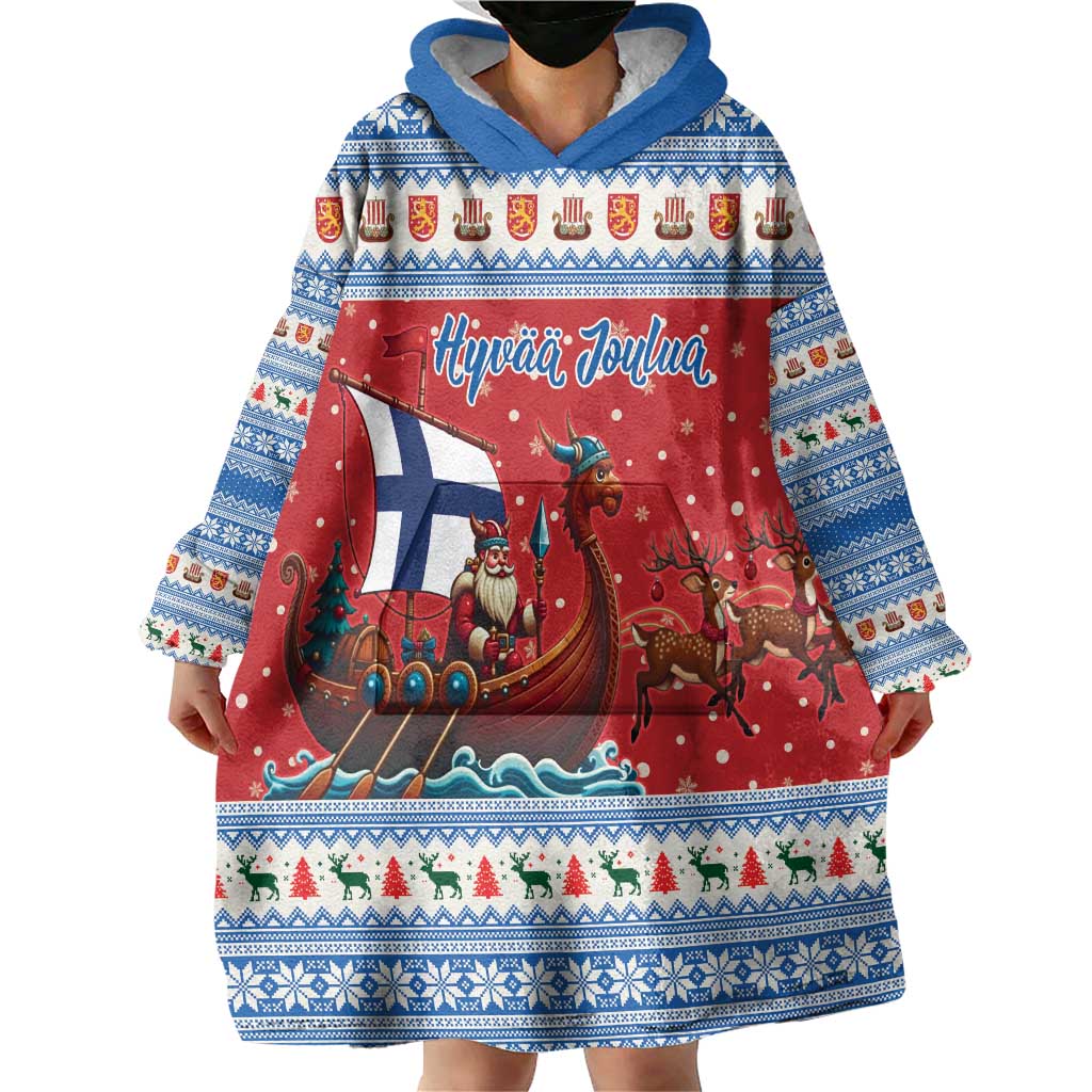 Finland Viking Santa Christmas Wearable Blanket Hoodie Funny Reindeer Norse Xmas - Wonder Print Shop