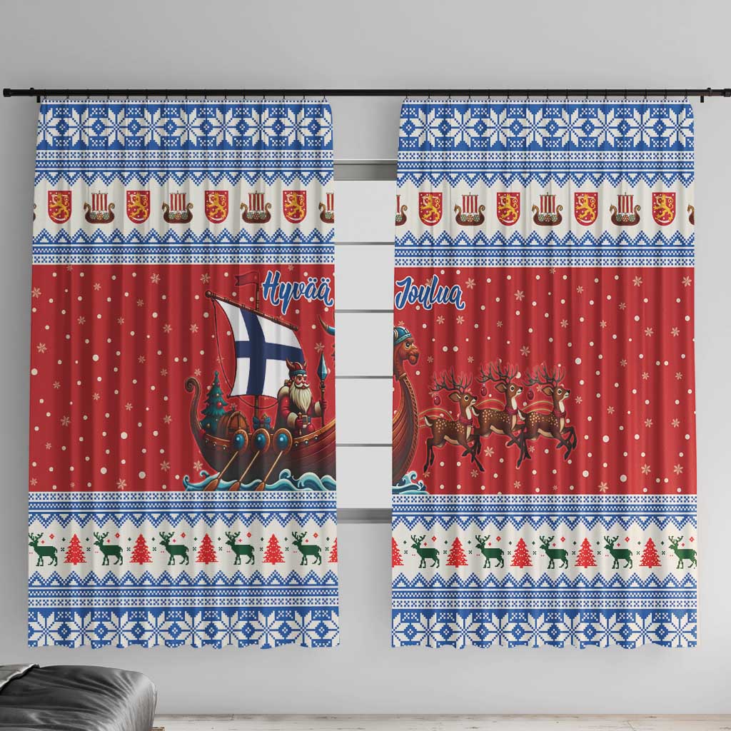 Finland Viking Santa Christmas Window Curtain Funny Reindeer Norse Xmas - Wonder Print Shop