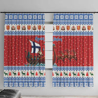 Finland Viking Santa Christmas Window Curtain Funny Reindeer Norse Xmas - Wonder Print Shop