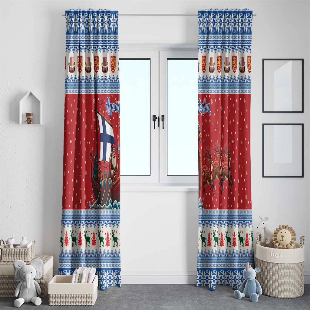 Finland Viking Santa Christmas Window Curtain Funny Reindeer Norse Xmas - Wonder Print Shop