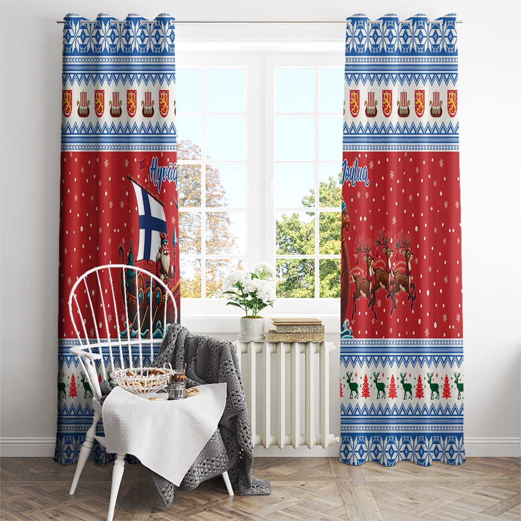 Finland Viking Santa Christmas Window Curtain Funny Reindeer Norse Xmas - Wonder Print Shop