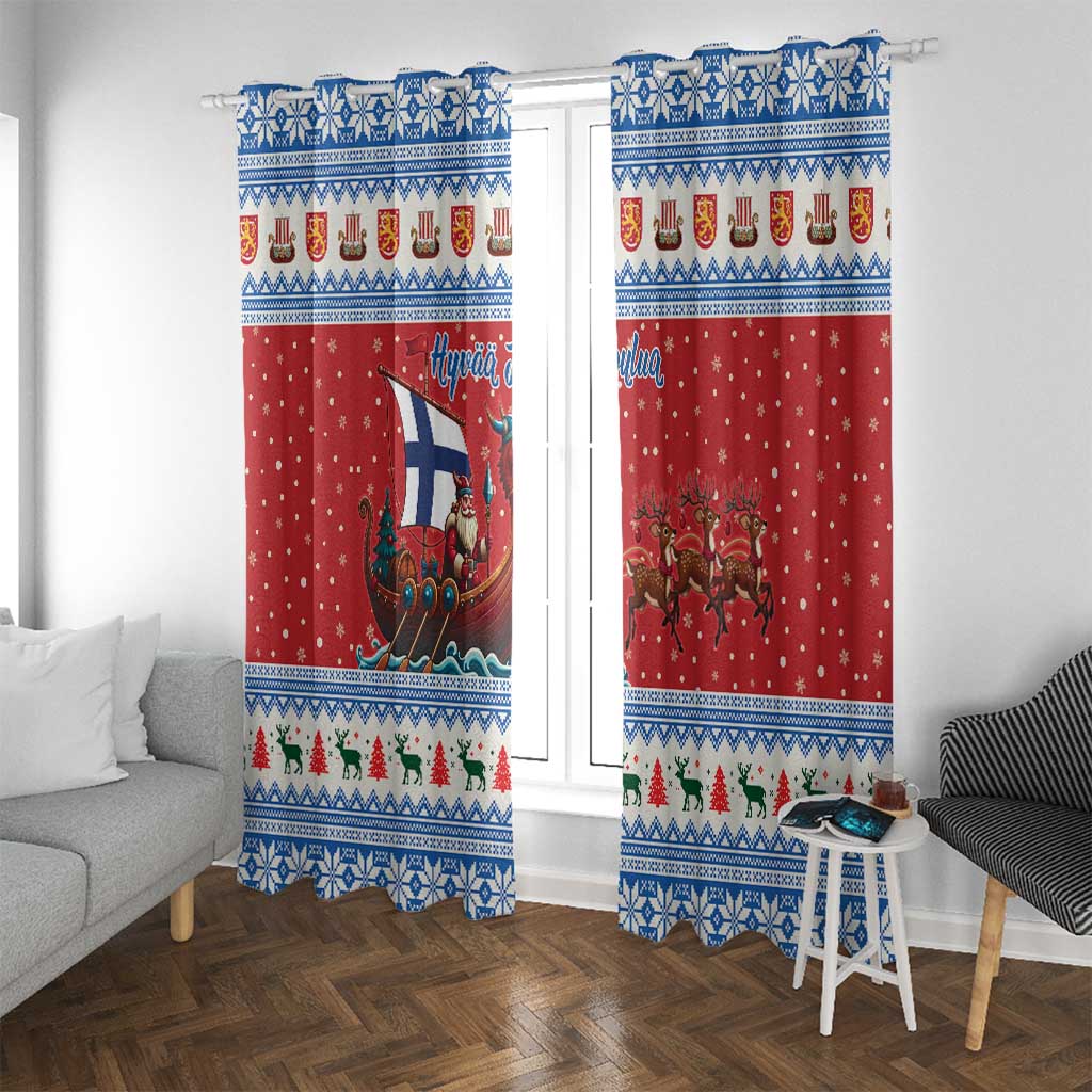 Finland Viking Santa Christmas Window Curtain Funny Reindeer Norse Xmas - Wonder Print Shop