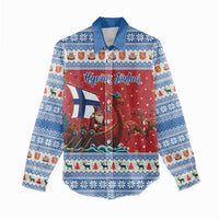Finland Viking Santa Christmas Women Casual Shirt Funny Reindeer Norse Xmas - Wonder Print Shop