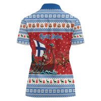 Finland Viking Santa Christmas Women Polo Shirt Funny Reindeer Norse Xmas - Wonder Print Shop