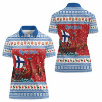 Finland Viking Santa Christmas Women Polo Shirt Funny Reindeer Norse Xmas - Wonder Print Shop