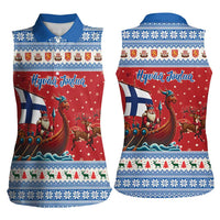 Finland Viking Santa Christmas Women Sleeveless Polo Shirt Funny Reindeer Norse Xmas - Wonder Print Shop
