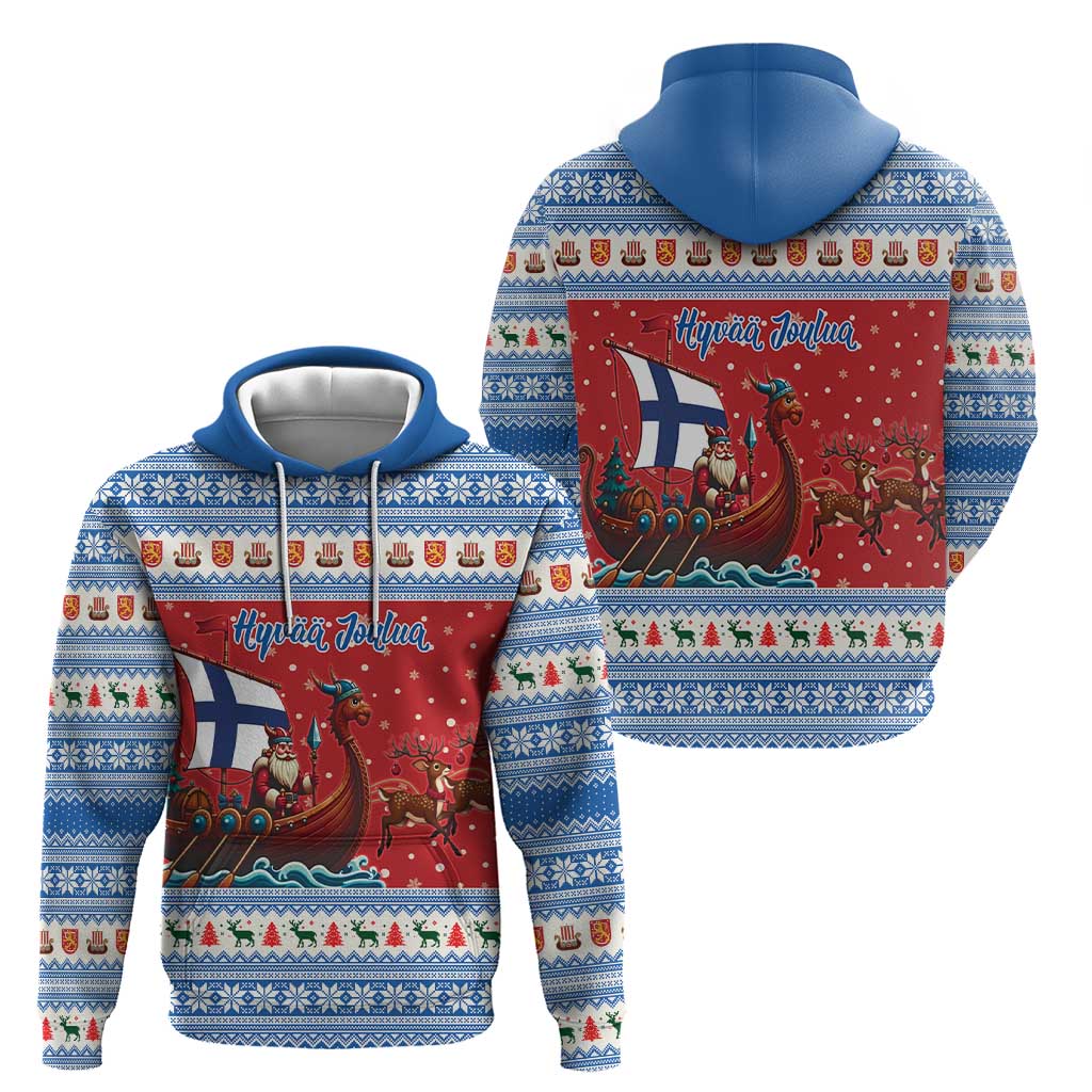 Finland Viking Santa Christmas Zip Hoodie Funny Reindeer Norse Xmas - Wonder Print Shop