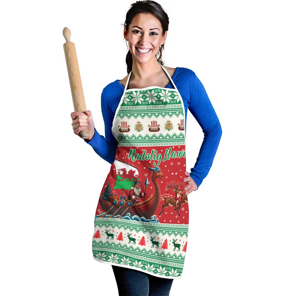 Wales Viking Santa Christmas Apron Funny Reindeer Norse Xmas - Wonder Print Shop