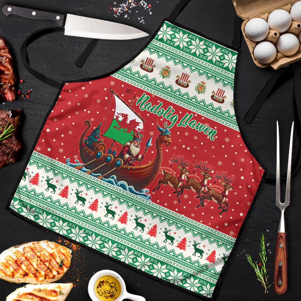 Wales Viking Santa Christmas Apron Funny Reindeer Norse Xmas - Wonder Print Shop