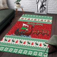 Wales Viking Santa Christmas Area Rug Funny Reindeer Norse Xmas - Wonder Print Shop