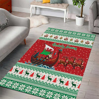 Wales Viking Santa Christmas Area Rug Funny Reindeer Norse Xmas - Wonder Print Shop